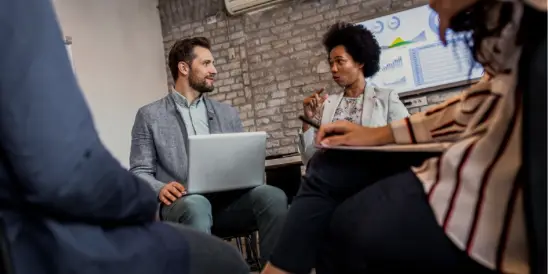 People in modern looking office space