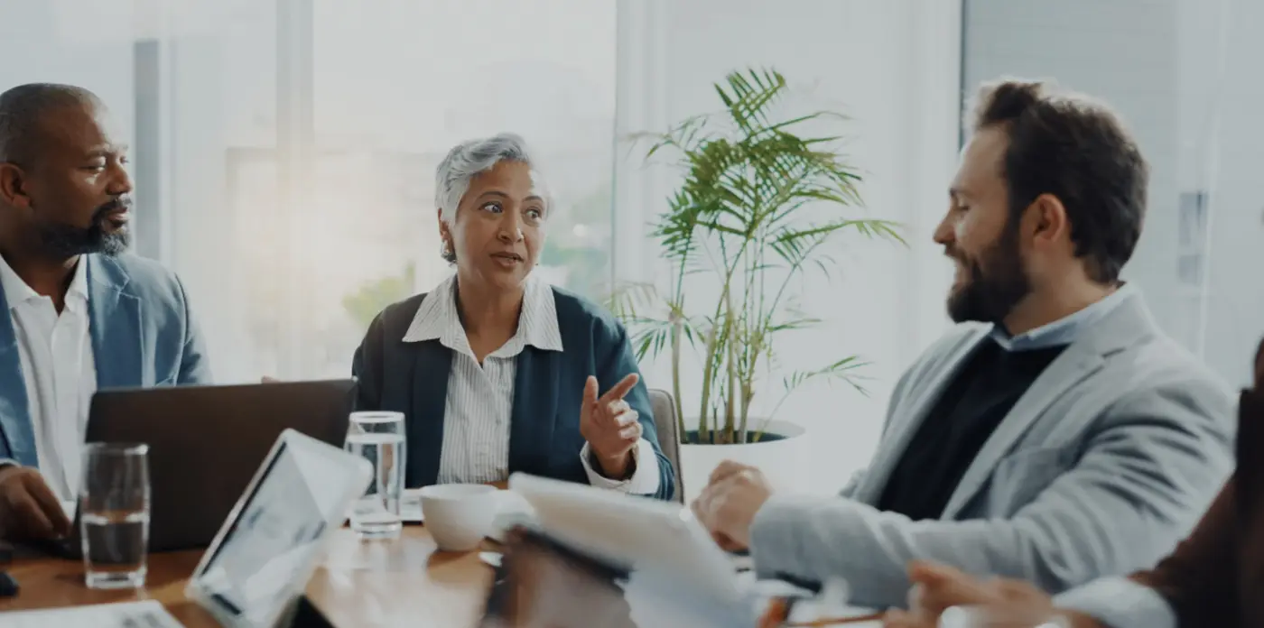 People discussing in a meeting