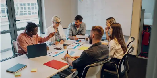 People working in a board room