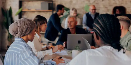Diverse group of people learning